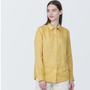 MUJI Yellow 100% Linen Button Shirt